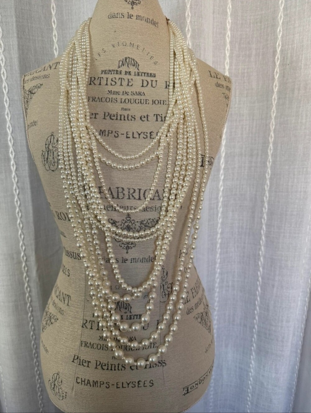 Classic Multi-Strand Ivory Faux Pearl Necklace